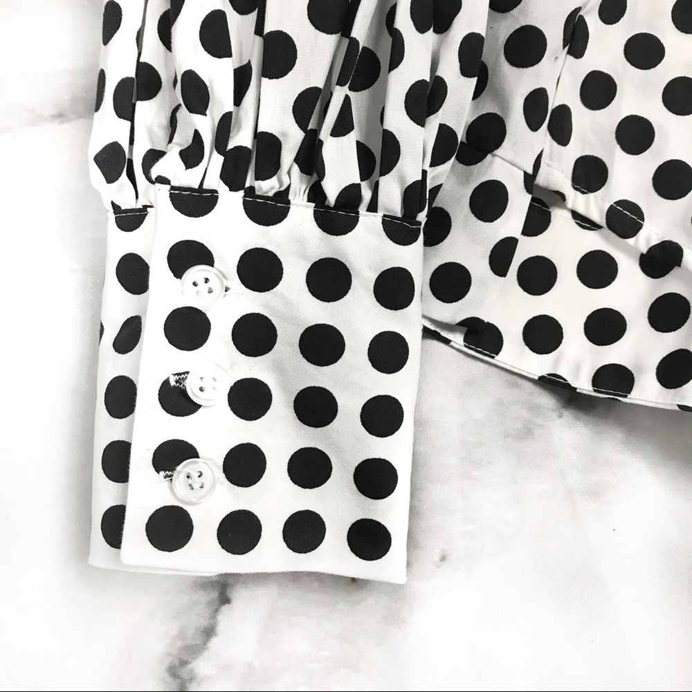 Greysn Polka Dot Puff Sleeve Button Down Shirt 🖤 - Picture 4 of 5